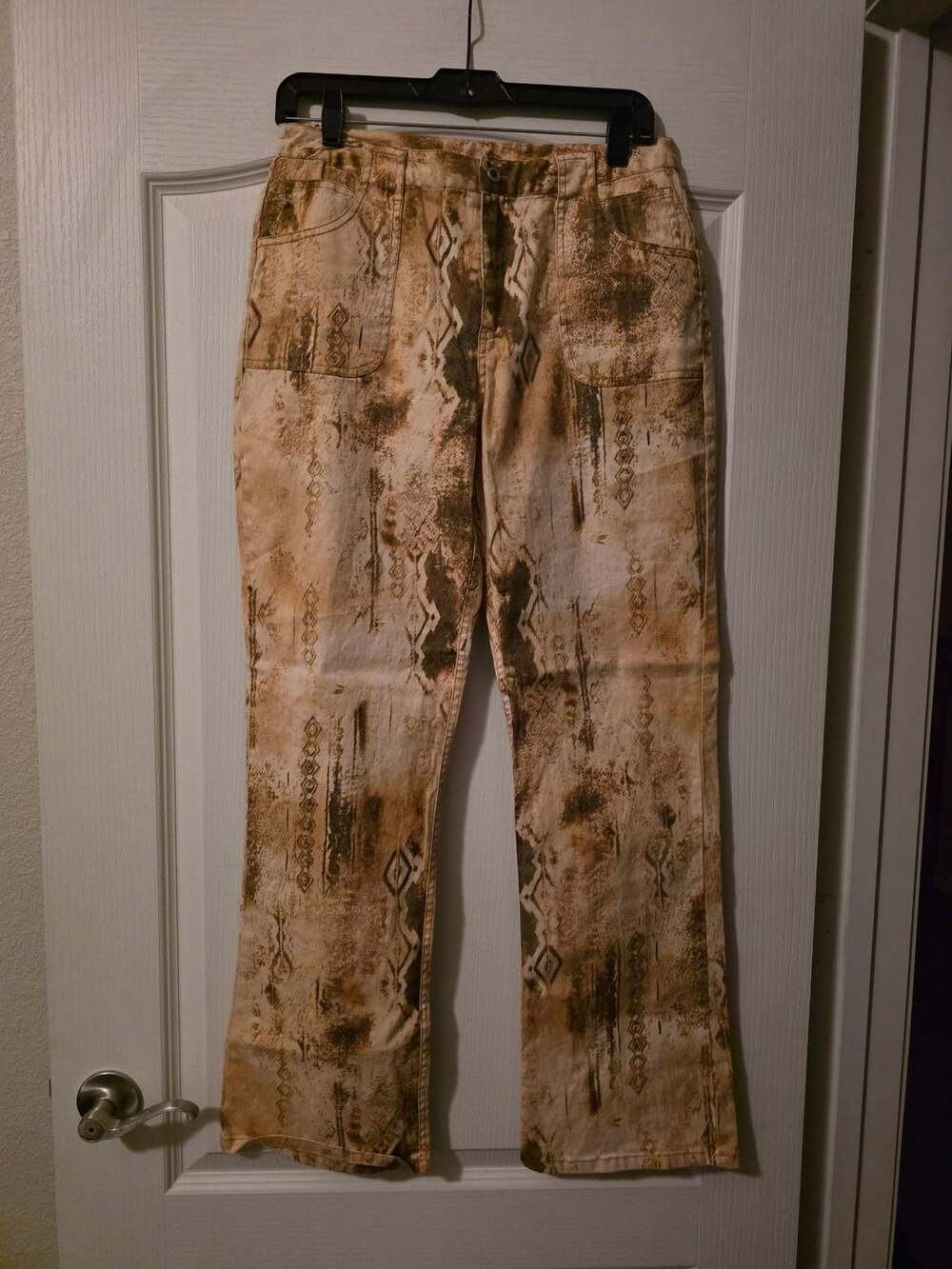 Chico's Snakeskin Print Flared Jeans Size 1 Brown Denim